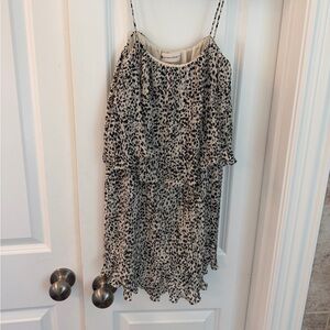 The Impeccable Pig Black & Cream Spotted Pleated Cami Midi Romper